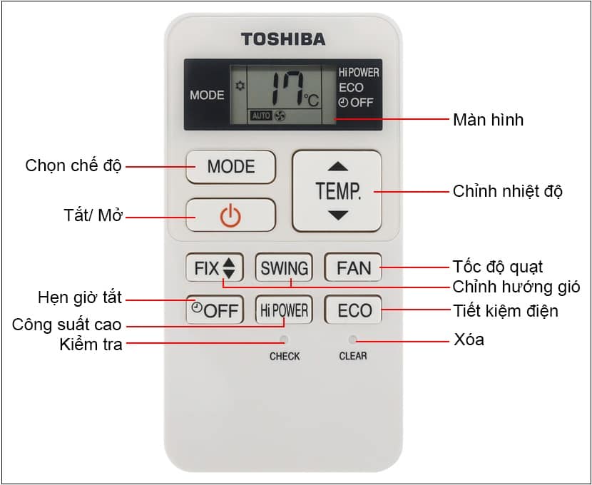 remote máy lạnh toshiba chính hãng